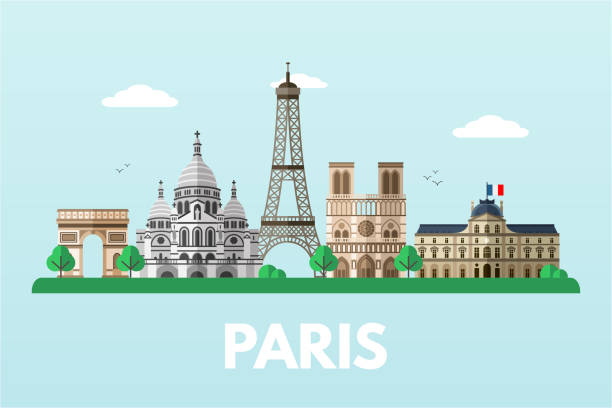 Paris City Flat Vector Banner Template Stock Illustration - Download Image  Now - Paris - France, Cartoon, Urban Skyline - iStock