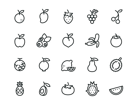 20 minimal fruit icons