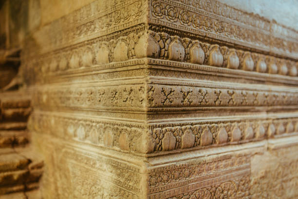 istock Acient Murals and cave paintings on Angkor Wat temple walls 1183797713