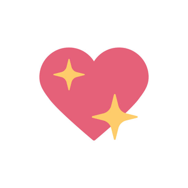 Shine heart emoji sign icon with the sparkle star isolated on white background. Vector illustration. Shine heart emoji sign icon with the sparkle star isolated on white background. Vector illustration. Eps 10. heart emoji phone stock illustrations