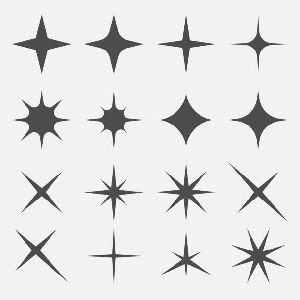 Twinkling star set isolated on white background. Vector illustration. Eps 10.