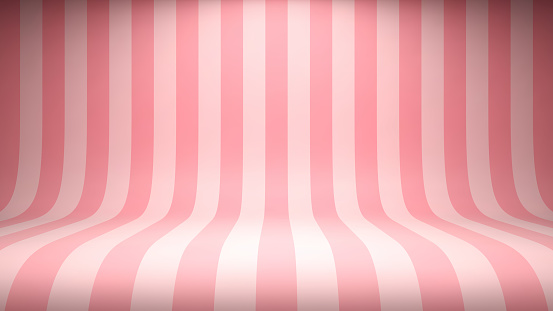 Striped candy pink studio backdrop with empty space for your content