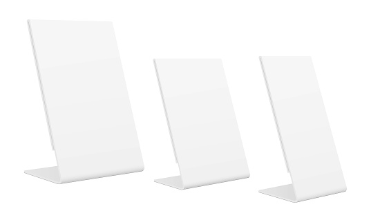 Slanted sign holder isolated on white background. Vector illustration