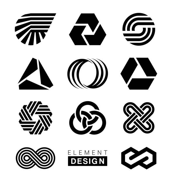 로고 요소 디자인 - shape circle geometric shape abstract stock illustrations