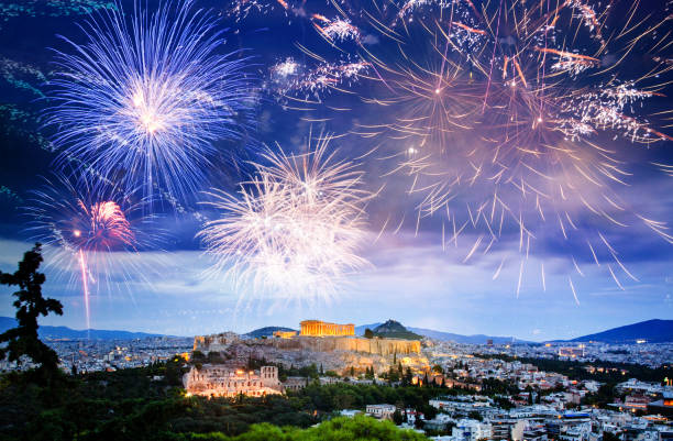 istock fireworks over Athens Acropolis  New Year destination 1183805900