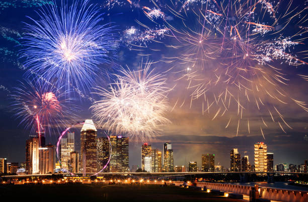 istock fireworks on Singapore skyline new years eve 1183805902