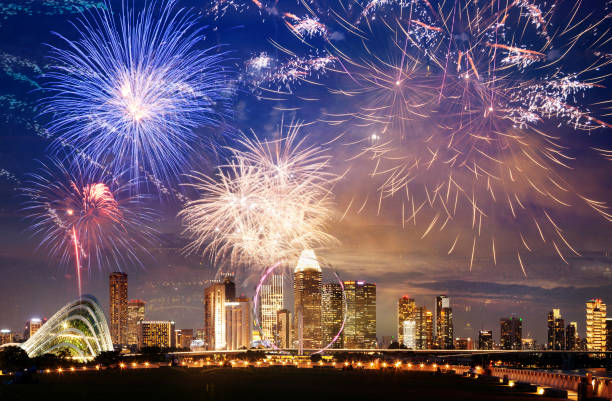 istock fireworks on Singapore skyline new years eve 1183805929