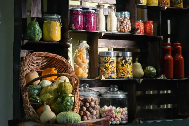Photo of Fall Pantry with Jars With Pickled Vegetables