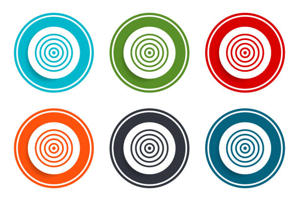 illustrations, cliparts, dessins animés et icônes de cible icône plate illustration vectore conception ronde de conception de boutons collection 6 concept cadre coloré simple cercle ensemble - target bulls eye aspirations red