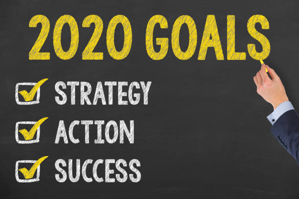 istock Human Hand Writing New Year 2020 Goals on Blackboard Background 1183812042