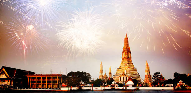 istock fireworks over Bangkok Wat Arun  New Year destination 1183812232