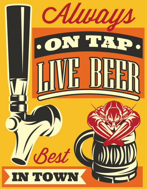 Vector illustration with color template for pub advertising design Vector illustration with color template for pub advertising design. beer brands stock illustrations