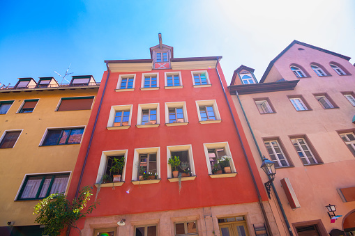 Medieval germany architecture. Beautiful buildings. Regensburg town.