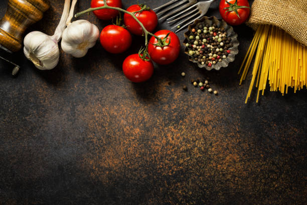istock Italian food background with ingredients 1183823104