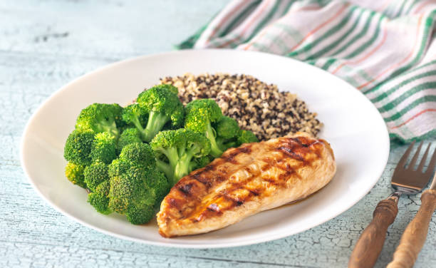 istock Grilled chicken with broccoli and quinoa 1183824950