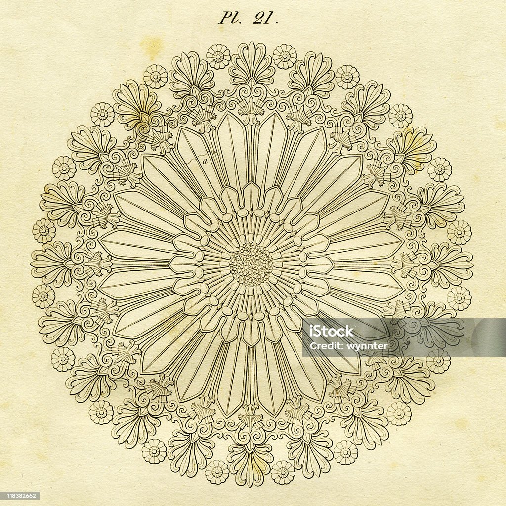 Victorian Gravur für Decke – Blume – Detail - Lizenzfrei 1830er Stil Stock-Illustration