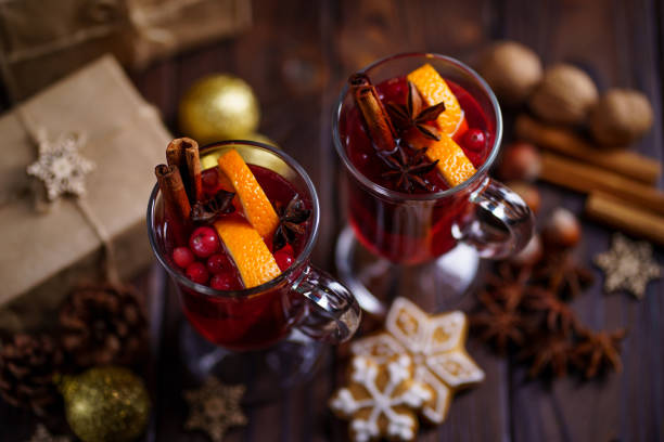istock Hot spiced mulled wine with cranberry and orange 1183828655