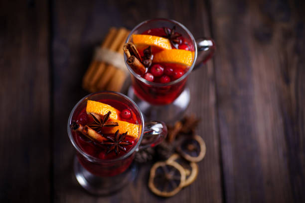 istock Hot spiced mulled wine with cranberry and orange 1183828656