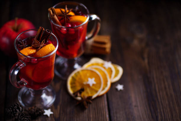 istock Hot spiced mulled wine with cranberry and orange 1183828675