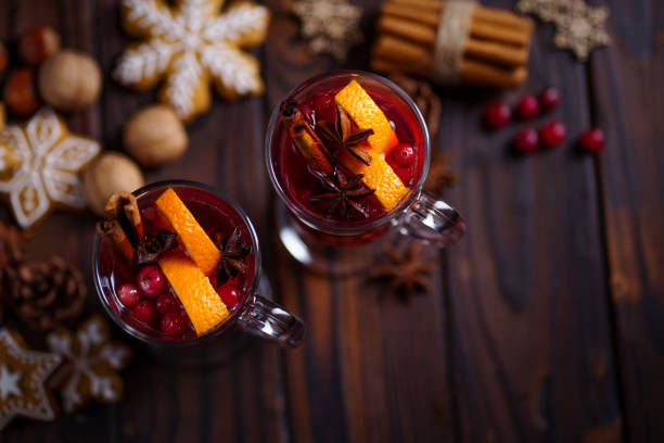 istock Christmas mulled wine with cranberry and oranges 1183828683