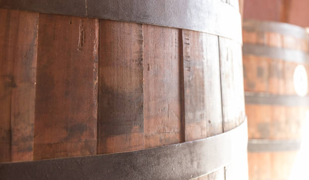 istock Old wooden wine barrels 1183829212