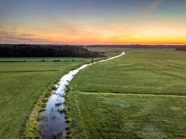 istock Aerial view of lowland river 1183830147