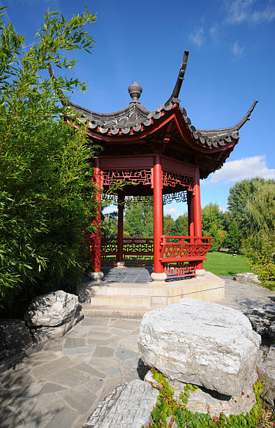 istock Pavilion in a chinese garden with bamboo 118383033