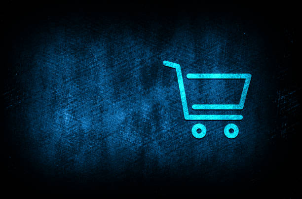 istock Shopping cart icon abstract blue background illustration digital texture design concept 1183830445