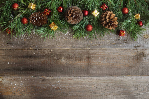 istock Christmas card on wooden background 1183831205