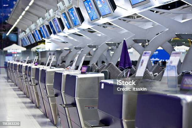 Checkin Counters Stock Photo - Download Image Now - Airport, Architecture, Boarding