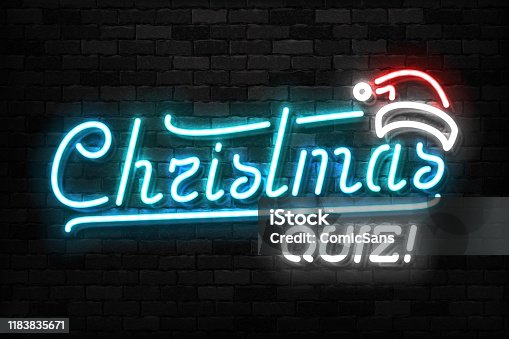 istock Vector realistic isolated neon sign of Christmas Quiz logo for template decoration and invitation covering on the wall and transparent background. Concept of Merry Christmas and Happy New Year. 1183835671