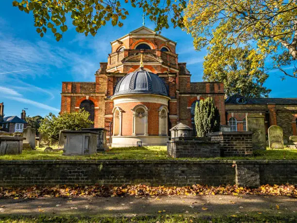The Parish Church of Stanne in England - Diocese of Southwark, Kew Green in autumn season