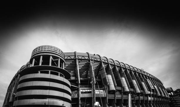 Santiago Bernabeu Stadium of Real Madrid in Madrid, Spain Madrid, Spain - Oct 26, 2019: Santiago Bernabeu Stadium of Real Madrid in Madrid, Spain international team soccer photos stock pictures, royalty-free photos & images