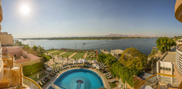 Nil view from hotel in Luxor Egypt, NILE CRUISES FROM CAIRO stock pictures, royalty-free photos & images