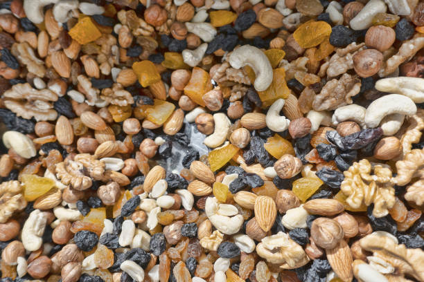 Mixed Nuts and Dried fruits background