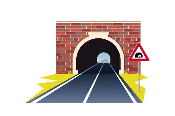 Vector illustration of Tunnel road. Landscape in flat style, vector