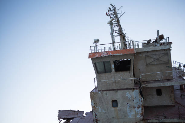 istock Part of a cargo shipwreck exterior, closeup background. 1183846526