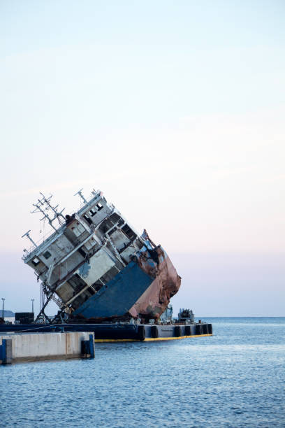 istock Part of a cargo shipwreck exterior, closeup background. 1183846543