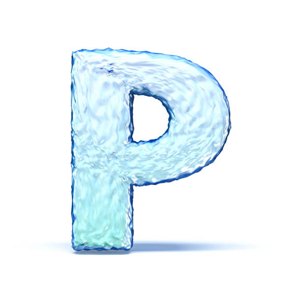 아이스 크리스탈 글꼴 문자 p 3d - letter p water liquid text 뉴스 사진 이미지