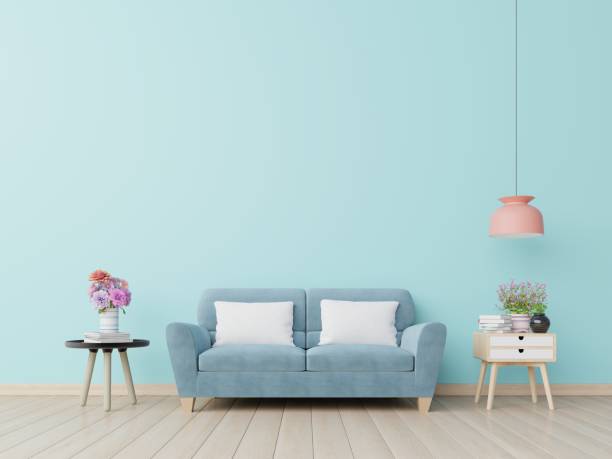 istock Blue wall living room with blue sofa. 1183855650