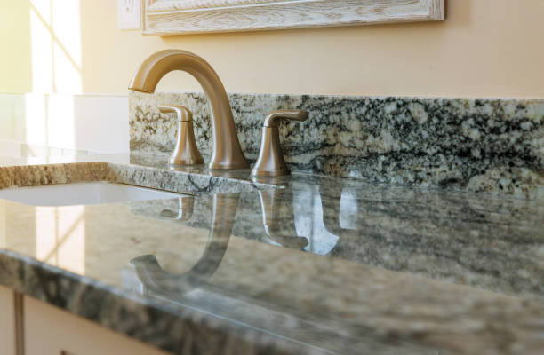 istock Bathroom interior with sink and faucet. 1183857388