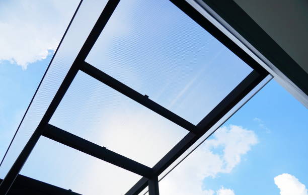 istock Low angle view of terrace blinds 1183864955