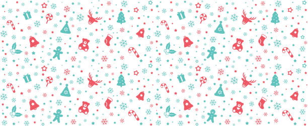 크리스마스 패턴의 원활한, 벡터 일러스트레이션 - santa claus white background christmas holidays and celebrations stock illustrations