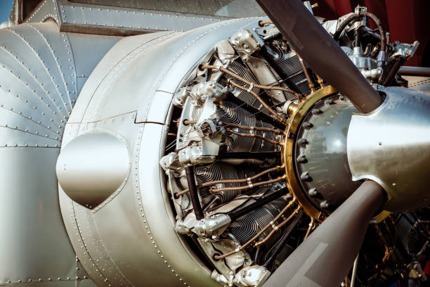 istock vintage aircraft engine and propelle 1183870399