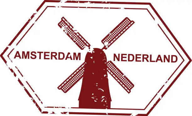 Vector illustration of Amsterdam Passport Stamp