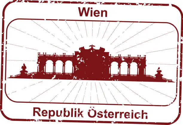 Vector illustration of Vienna (Wien) Passport Stamp