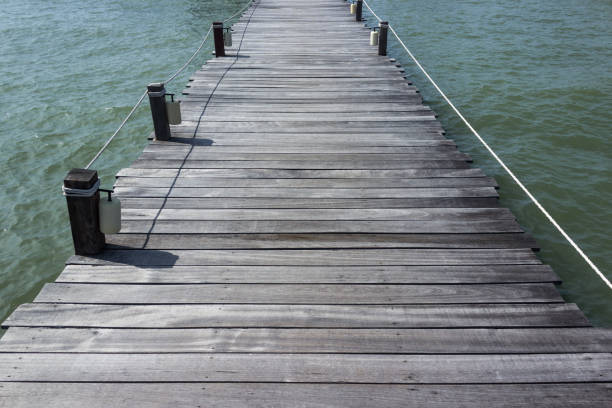 Wooden bridge on the tropical beach summer background