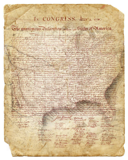 istock Declaration of independence over USA map 1183878991