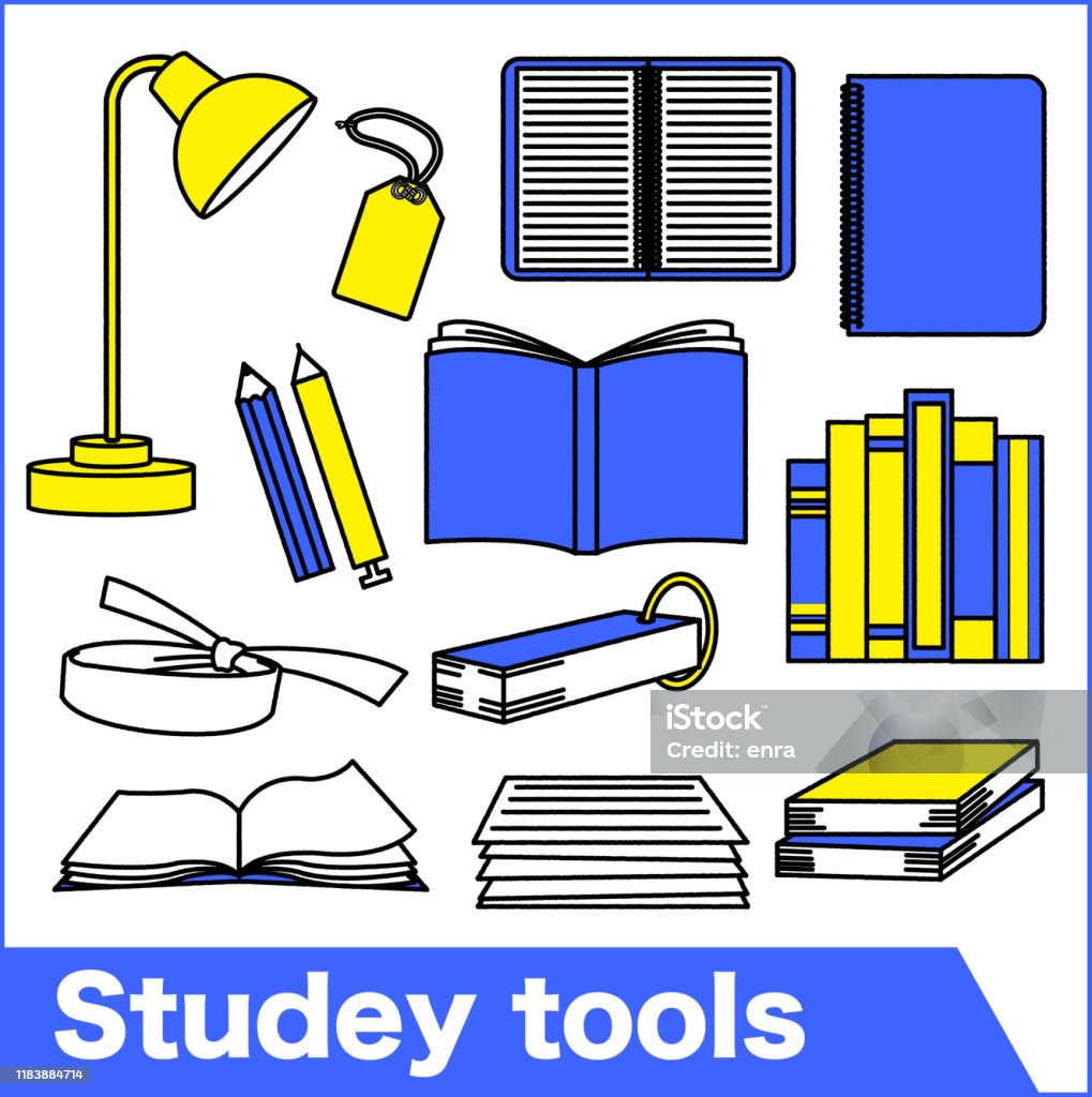 Study Tools Design Study Tool Material Stock Illustration - Download Image Now - Book ...