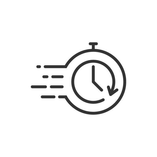 Recovery icon in flat style. Repeat clock vector illustration on white isolated background. Rotation time business concept. Recovery icon in flat style. Repeat clock vector illustration on white isolated background. Rotation time business concept. rapid stock illustrations